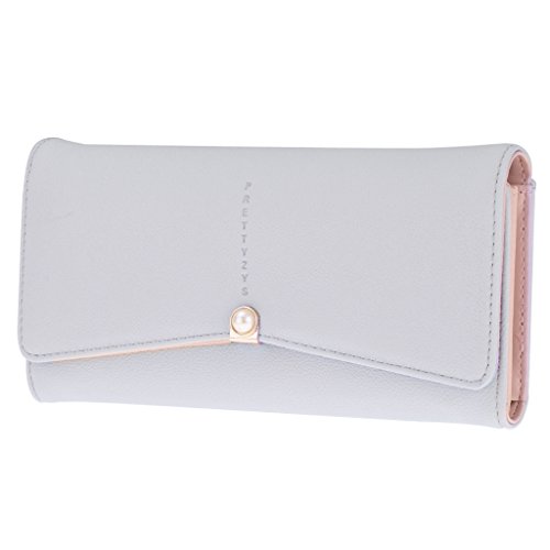 Preisvergleich Produktbild P Prettyia Damen Perlen Handtasche Geldbörse Geldbeutel Portemonnaie mit Münzfach Kreditkartenfächer Brieftasche Kreditkartenetui Clutch Wallet - Grau Blau