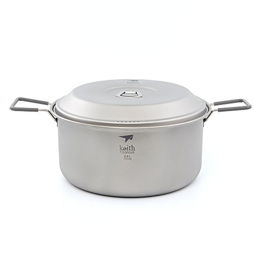 KeithTi6018 2.5L Titanium Soup Pot Ultralight Outdoor Camping Cookware Picnic Cooking Pot