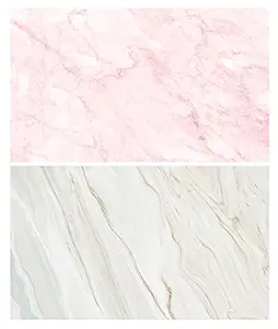 SAVIAURA 1 Sheet 2 in 1 3D Flat Lay Tabletop Double-Sided Photography Backdrop Photo Studio Flatlay Background PVC Wrinkle-Free for Small Product Shoot (Pink & Off White Marble Pattern)