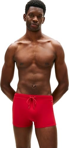 Tommy Hilfiger Uomo Costume Boxer Trunk con Logo, Rosso (Medium Red), XS