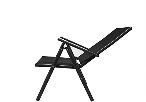 Alu Sitzgruppe 8+1 Schwarz Sitzgarnitur Gartengarnitur Tischplatte aus Glas + klappbare und neigbare Stühle