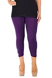 Weich plus Dehnbar Nouvelle Collection Neu Damen Übergröße Leggings Frau Schmetterling Manschette Hose Womens Plus Size Leggings Butterfly Stud Cropped Lila 44-46