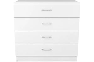 GENERIC High Gloss Bedroom Furniture Set 2 Door Wardrobe 4-Drawer Chest Bedside Cabinet & 4 Piece Set Gloss Finish 3-4 Door Mirror Wardrobe Bedroom Storage (White Gloss, Chest of 4 Drawers)