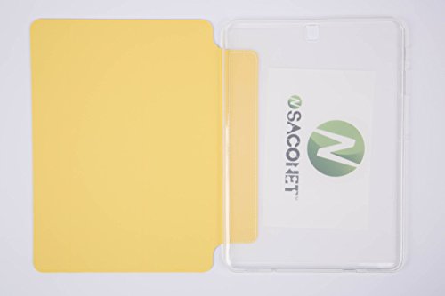Samsung Galaxy Tab S2 9.7 TASCHE Hülle HINTEN RÜCKSEITE TRANSPARENT Case Etui für Wi-Fi SM-T810 LTE SM-T815 Smart Cover mit Auto Sleep Wake up / Standfunktion + Capacitive Stylus + Displayschutzfolie – GELB - 6