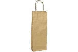 Florio Carta - Pacco da 25 Shopper per Bottiglie di Vino Colore Oro |Carta da 110 gr.| Dimensioni: 14x09x39 cm| Manico in Carta Ritorta Colorata | Disponibile in Vari Colori