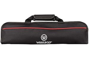 Wessleco Borsa per coltelli da chef (5 fessure), custodia per coltelli da cucina in nylon rosso