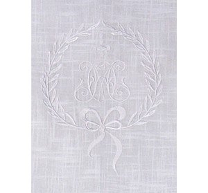 Kissenbezug Kissenhülle ‚Emmy‘ 45×45 cm Rüschen mit aufgesticktem Monogramm weiß Baumwolle Landhaus Shabby French Vintage Retro Antik Nostalgie - 2