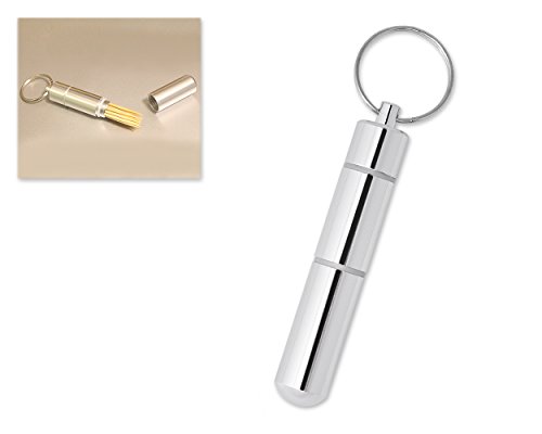 DSstyles Portable Metall Zahnstocher Halter Leichten Aluminium Legierung Tasche Größe Zahnstocher Box Schlüsselanhänger - Silber, Idear Geschenk für Weihnachten, Geburtstag, Business