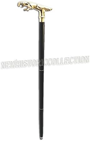 Solid Brass Jaguar Handle Victorian Wooden Walking Cane /Stick Black