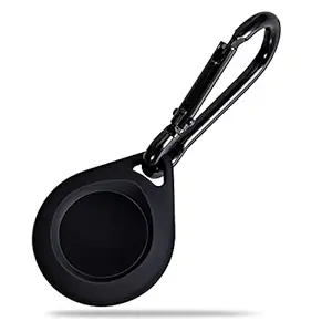 Topmade Protective Case for AirTag ,Soft Silicone Tracker Holder with Key Chain,Easy Carry AirTags Case for Bags,Keys,Pets,Safety & Anti-Lost(Black)