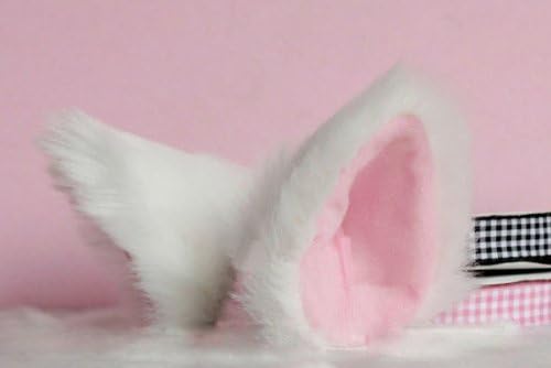 Lolita Anime Cosplay Costume Fluffy long fur Party Neko Cat ears Hair clip (White)
