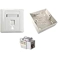 SuperShopperIndia Combo Set - RJ45 CAT6E Lan I/O Network Keystone Jack, Gang Box and Face Plate - 5 Sets