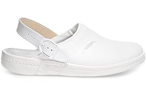 Abeba Berufsschuh The Original Clog 7021-42 aus Glattleder mit rutschhemmender Laufsohle OB, FO, SRC (Weiß, 42)
