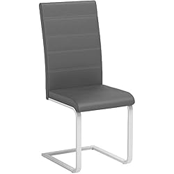 tectake Lot de 4 Chaise de Salle à Manger Chaise Cantilever | diverses Couleurs et modèles au Choix - (4X Gris | No. 402555)