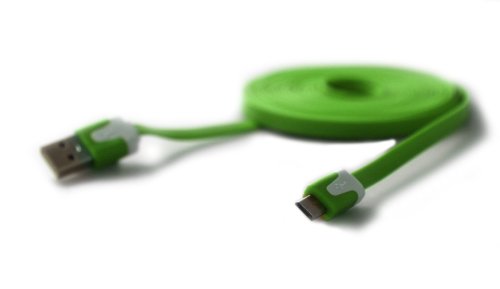 COM-FOUR® Ladekabel USB auf micro USB Stecker für Ihr Smartphone Flachkabel 3 Meter (Grün) - 2