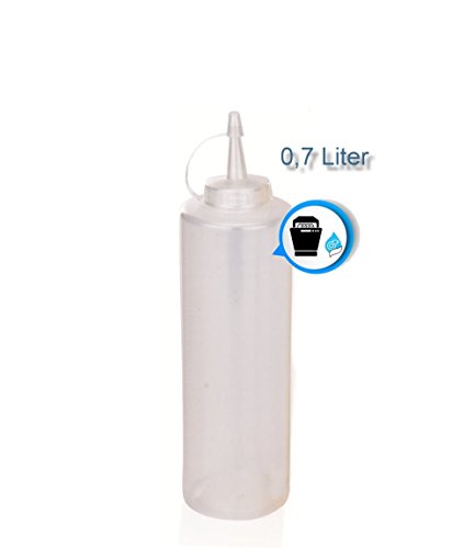 Kerafactum® – Quetschflasche für Majo Senf Imbiss Squeezeflasche Nachfüllflasche Dosierflasche Garnierflasche bottle weiß 700 ml - 2