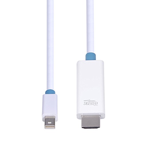 MutecPower 1 meter Mini DisplayPort (DP) männlich auf HDMI männlich Kabel – 4K Ultra HD – Weiß – 1m Mit 3 Kabelbinder - 3