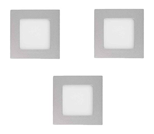 Els Banys Kit de 3 empotrables LED extraplanos 3w, Gris, 8,5 x 8,5 cm