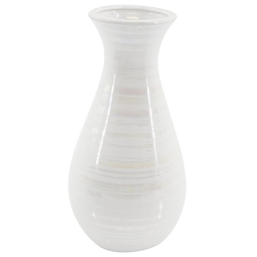 Vase Tropfen, Blumenvase, Keramik, weiß, Perlmuttschimmer, Höhe ca. 24cm
