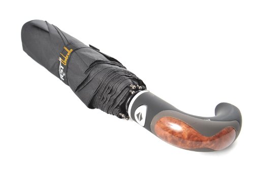 Paraguas (diámetro 105cm), mango curvo y ancho, muy estable, estructura de fibra de vidrio resistente a tormentas, apertura/cierre al presionar un botón, negro, 3289-B