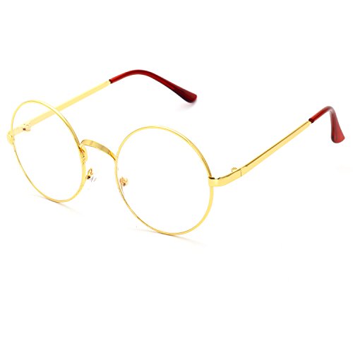 CVOO Fashion Retro Round Glasses Frame Women Myopia Metal Eyeglasses Optical Prescription Lens Plain Mirror