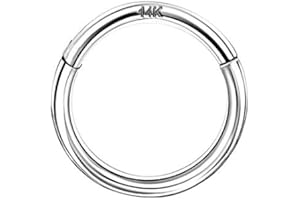 OUFER Piercing Nez Or 14K Piercing Helix Boucle d’Oreille Cartilage 16G Hoop Articulé Clicker Segment Anneau Nez Piercing Conch Tragus Bijoux Corps Femme Homme