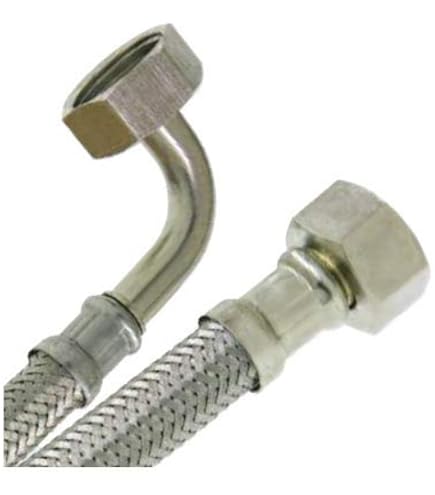Tuyau Flexible Blindé DN25 DVGW - Tressage Acier Inox, Raccords 1" AG X 1" ÜM Coudé, 1000 Mm | Pour Eau Potable Et Installations Sanitaires