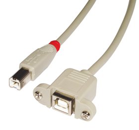 LINDY 31801 - USB 2.0 Verlängerungskabel - Typ B Stecker an Typ B Kupplung - hellgrau - 1m