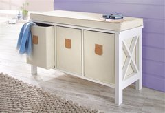 Country Sitzbank inkl Sitzkissen und 3 Canvasboxen, weiss, BxHxT 80x40x30 cm - 2