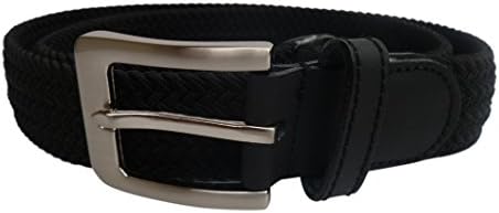 32mm Elasticated Stretch Belt - Braided Elastic Webbed Belt with Silver Rectangular Buckle Available in 5 colours Sizes Small - 3XL
