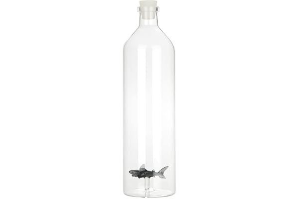 Balvi Bouteille Atlantis Shark Couleur Gris Bouteille en Verre avec Une Silhouette en Forme de Requin