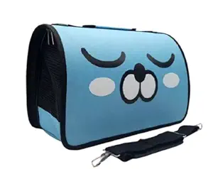 Petlicious & More Pet Shoulder Bag Pet Carrier | Dog Carrier | Cat Carrier - Breathable Barrel Printed Sling Outdoor Travelling Bag (Size - Medium, Design - Blue Bear)