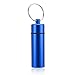 Produktbild Pudincoco Mini Tragbare Wasserdichte Pille Form Aluminiumlegierung Pille Box Fall Flasche Cache Arzneimittelhalter Container Mit Schlüsselbund (blau)