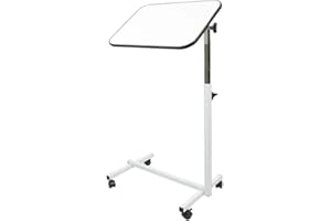 FabaCare Beistelltisch für Bett Nova, höhenverstellbarer Betttisch auf Rollen, mit FabaCare Easy To Clean Spezialversiegelung, Tisch mit Neigung, Weiss