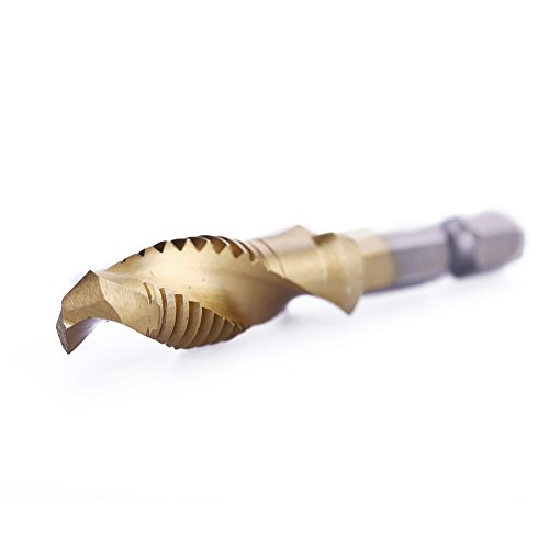 Raysen Profi 6-teilig Kombi Titan Gewindebohrer Bit Satz 1/4“ HSS M3-M10 Schraube Sechskantschaft Senker Werkzeuge Bohrer-Bit Set - 4