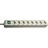 Regleta Eco-Line con interruptor 8 tomas gris claro 3m H05VV-F 3G1,5