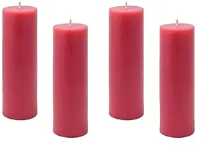 MAGICMOON RED Colour FRAGNANCED & SMOKELESS Pillar Candles for Home & Decoration (1.5 X 4 INCHES) (Set of 4) - Christmas Special (Jasmine)