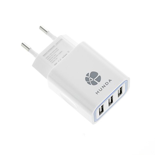 HUNDA USB Ladegerät für Apple iPhone iPad Samsung Android und Windows Geräte (Handy Smartphone Tablet) (3 port 15W weiß) - 2