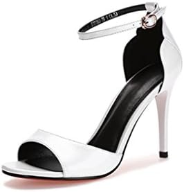 GLLX HJHY® Sexy Europe and America Women's Shoes Summer Sandals Slim high Heel Shallow Mouth Leather Shoes Open-Toed Sandals (Color : White, Size : 35)