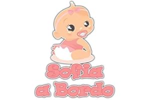 GamesMonkey Adesivo Bimbo Bimba a Bordo - Nome Personalizzato 12 CM - Femmina - Stickers Auto Esterno Vinile Lucido (Sofia)