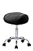 Produktbild crisnails® Friseur-Friseur-Hocker, Stuhl, Sitz Material Kunstleder und ergonomisches Design, höhenverstellbar, 360 ° Rotation und stabiler Boden mit 5 Rueditas, Schwarz Schwarz