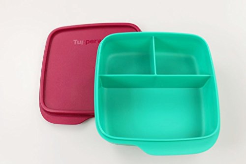 TUPPERWARE To Go Lunchbox 550 ml dunkelrot/türkis Trennwand Clevere Pause Schule 11559 - 2