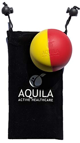 Pelota Lacrosse para masaje - Rehabilitacion - pilates y Fisioterapia - automasaje tu miofascial trigger point con el bolso de lazo (Amarillo & rojo)
