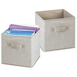 mDesign boîte de rangement pour le bureau, atelier, studio - panier de rangement pour ranger fichiers, papier d'imprimante, etc. - lot de 2- bac de rangement de mDesign - couleur : taupe/nature