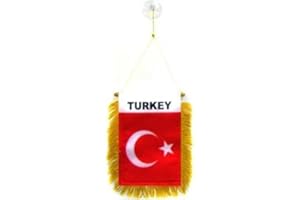 AZ FLAG Fanion Turquie 15x10cm - Mini Drapeau Turc 10 x 15 cm spécial Voiture - Bannière