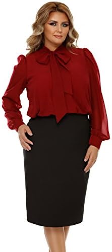 Miss Grey Womens Midi Long Sleeve Cocktail Plus Size Pencil Dress Burgundy 5X-Large