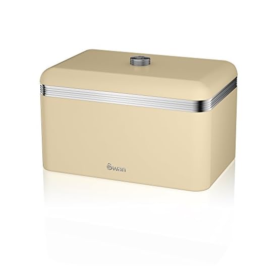 Swan SWKA1010BN Bread Bin, Metal, Black (Retro) The British Kitchen
