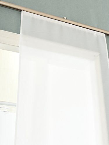 Schiebegardine Flächenvorhang Wildseide Optik Vorhang Gardine , 245×60 cm (Höhe x Breite) , Weiß, 85620 - 3