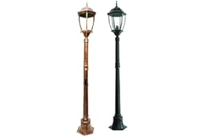 PLANETITALY Réverbère de jardin H 180 cm lampe Turbo LED E27 30 W Lanterne mod newyork IP65 – Lumière Blanc Naturel Finition Aluminium Bronze/cuivre