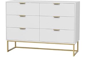 UEV Sängbord, Settimino med 6 Lådor och Linjemotiv, Modernt och Praktisk Möbler, Säkert Design mot Överklaffning, 100 x 34 x